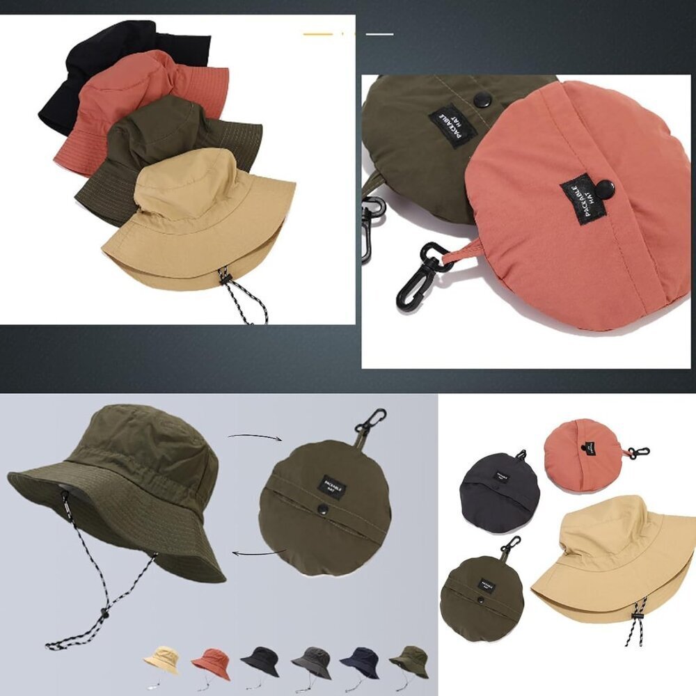 Unisex Dark Grey Wide Brim Water-resistant With Chin Strap Classic Bucket Hat - Picture 4 of 5